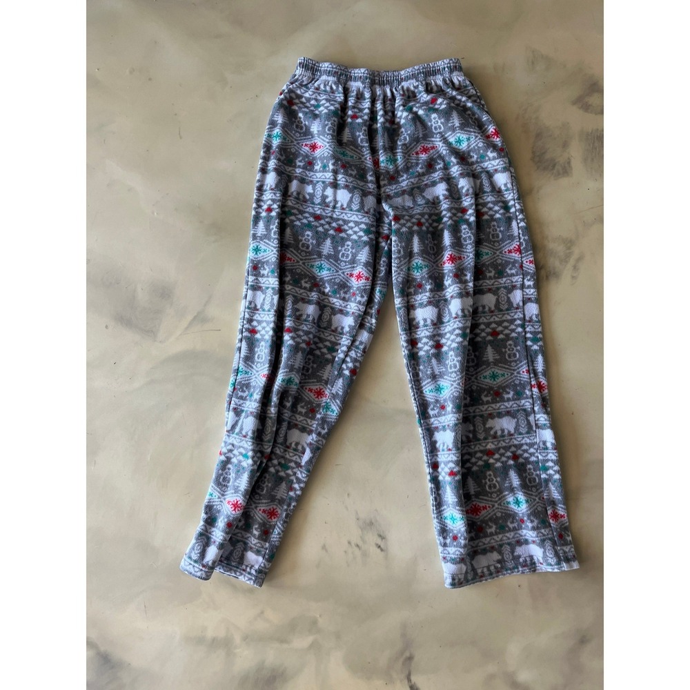 Target Shop Christmas Pajama Pants Gray Polar Bear Fair Isle Fleece 8